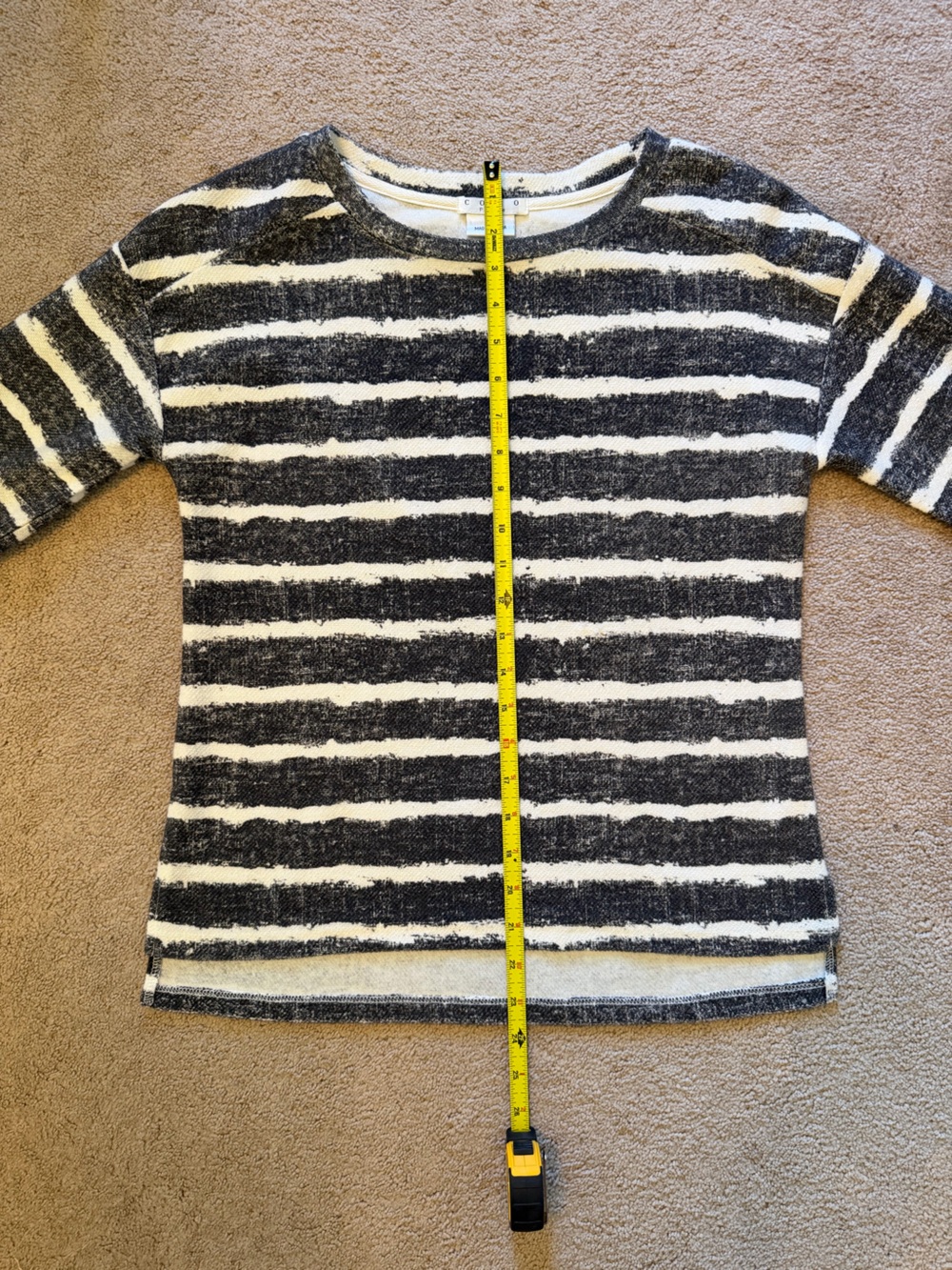 Striped Navy/Gray & White Knit Top /Modern Nautical Preppy Classic - Picture 7 of 11